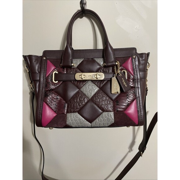 EUC COACH Swagger 27 Animal Print Mix Quilt Leather Crossbody Satchel - Picture 1 of 15